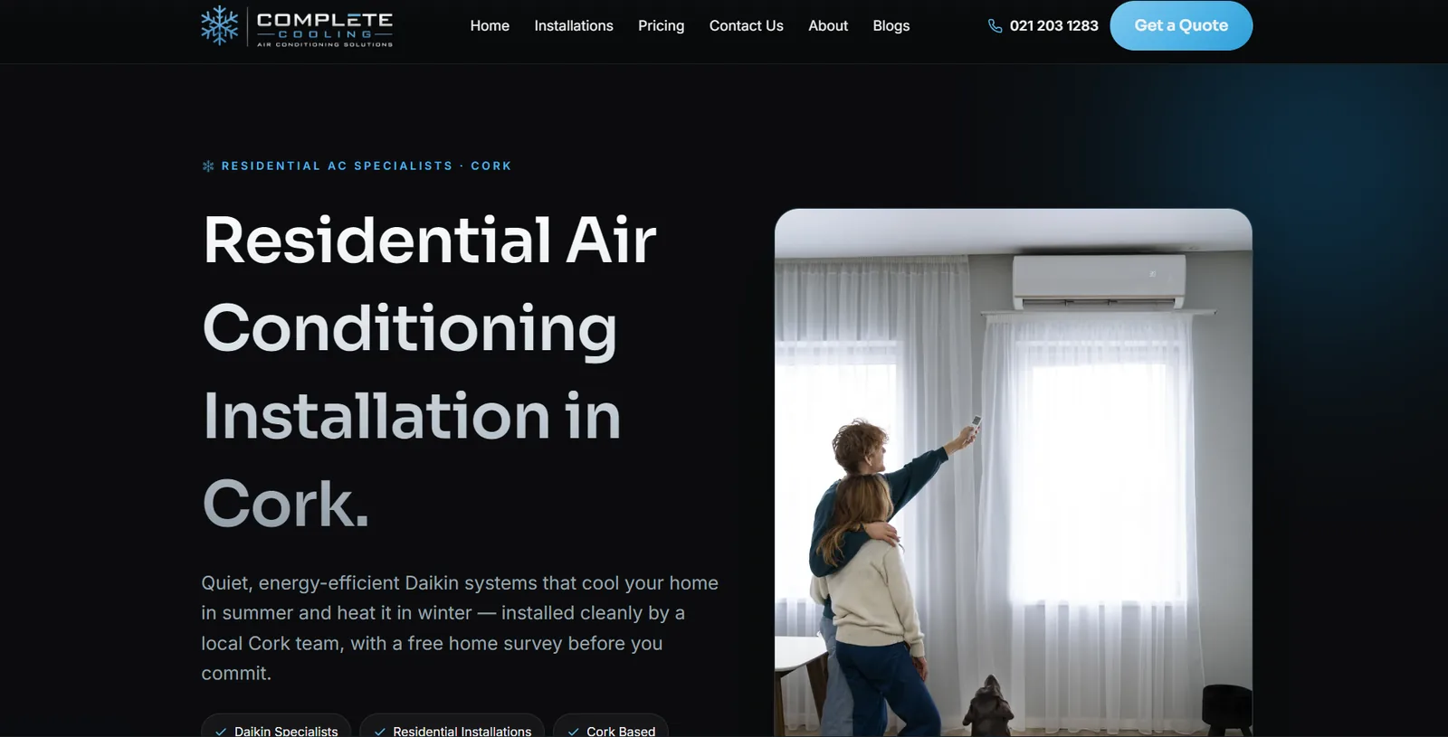 Complete Cooling homepage — residential air conditioning, Cork