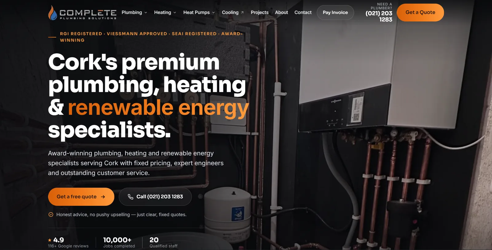 Complete Plumbing homepage — plumbing, heating and renewables, Cork