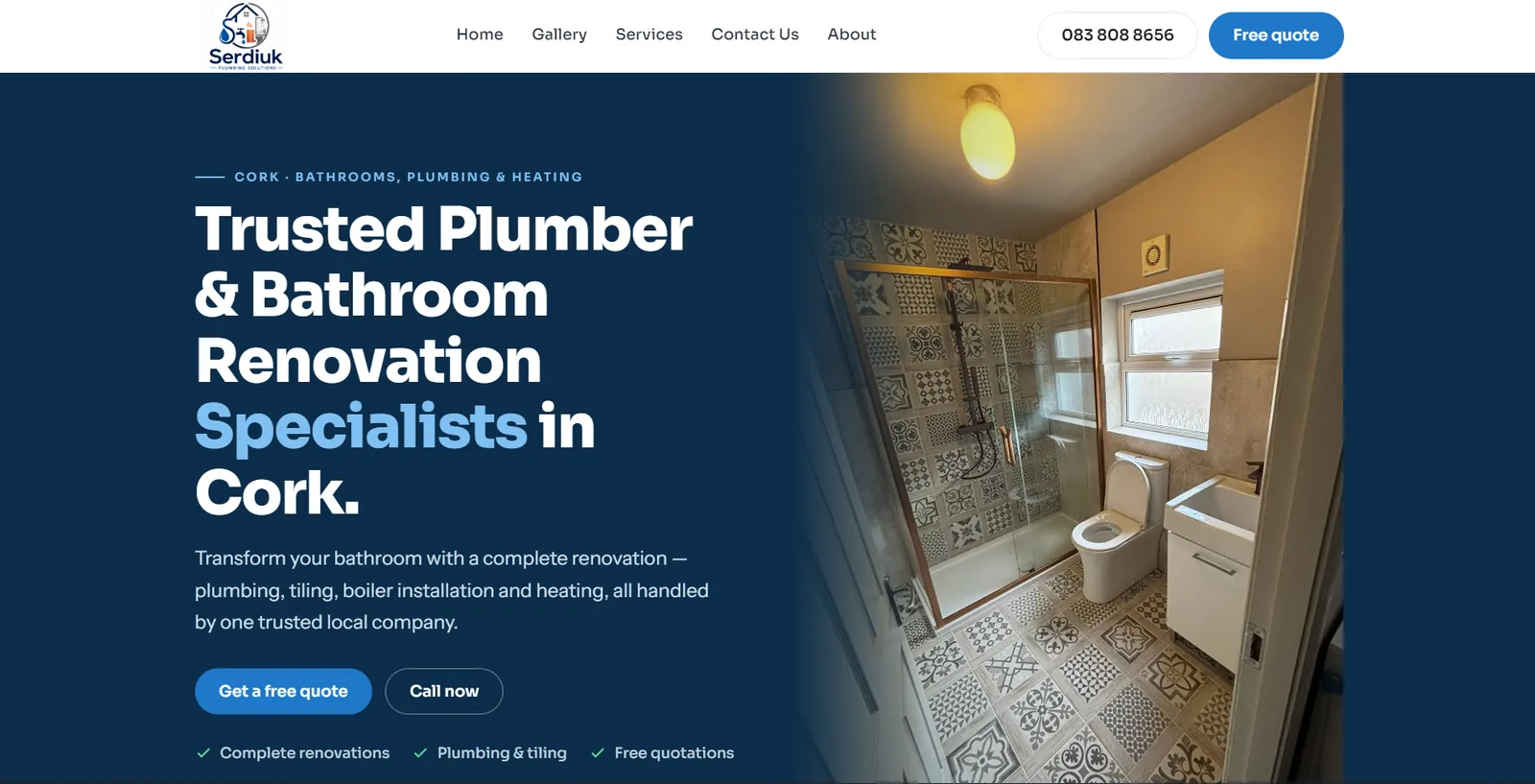 Serdiuk Plumbing homepage — bathroom renovation and plumbing, Carrigaline